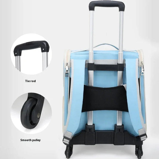 Pet Trolley Bag Cat Bag Large Capacity Portable Breathable Backpack
