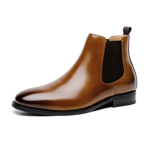 British Retro Chelsea Fleece-Lined Short Boots Men's Leather Shoes