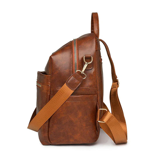 Women's Large Capacity PU Leather Travel School Work Backpack