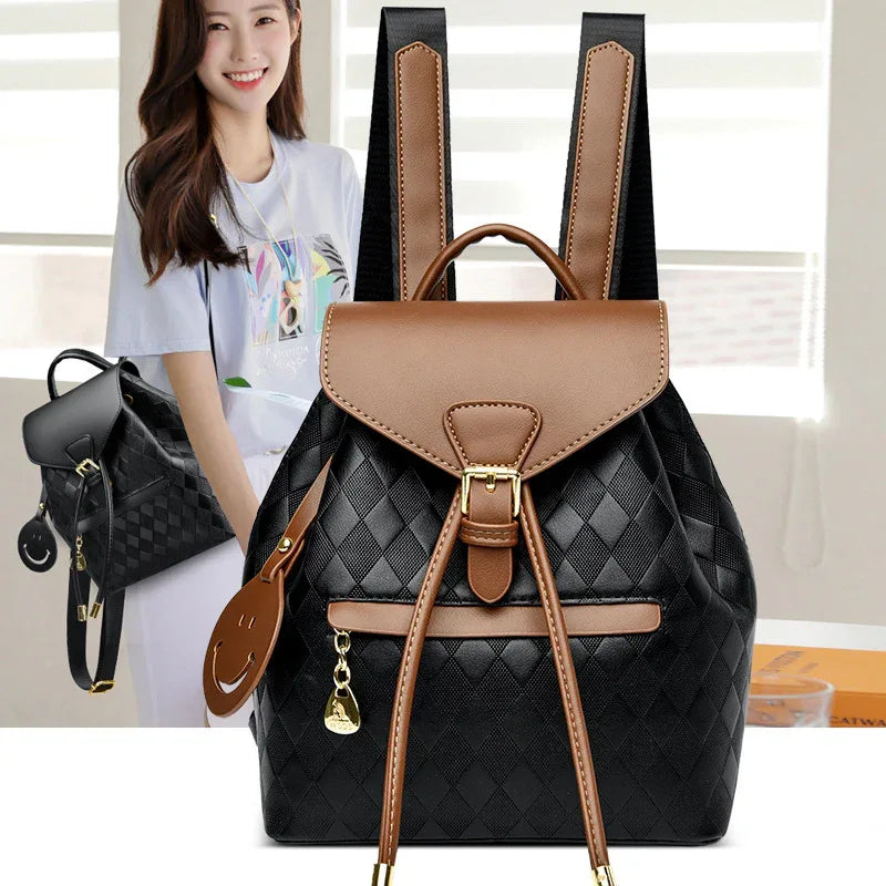 Female Casual Multifunctional School Travel Work Leather Backpack For Women