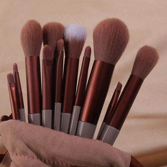 13 Soft Makeup Brushes & Cloth Storage Bag