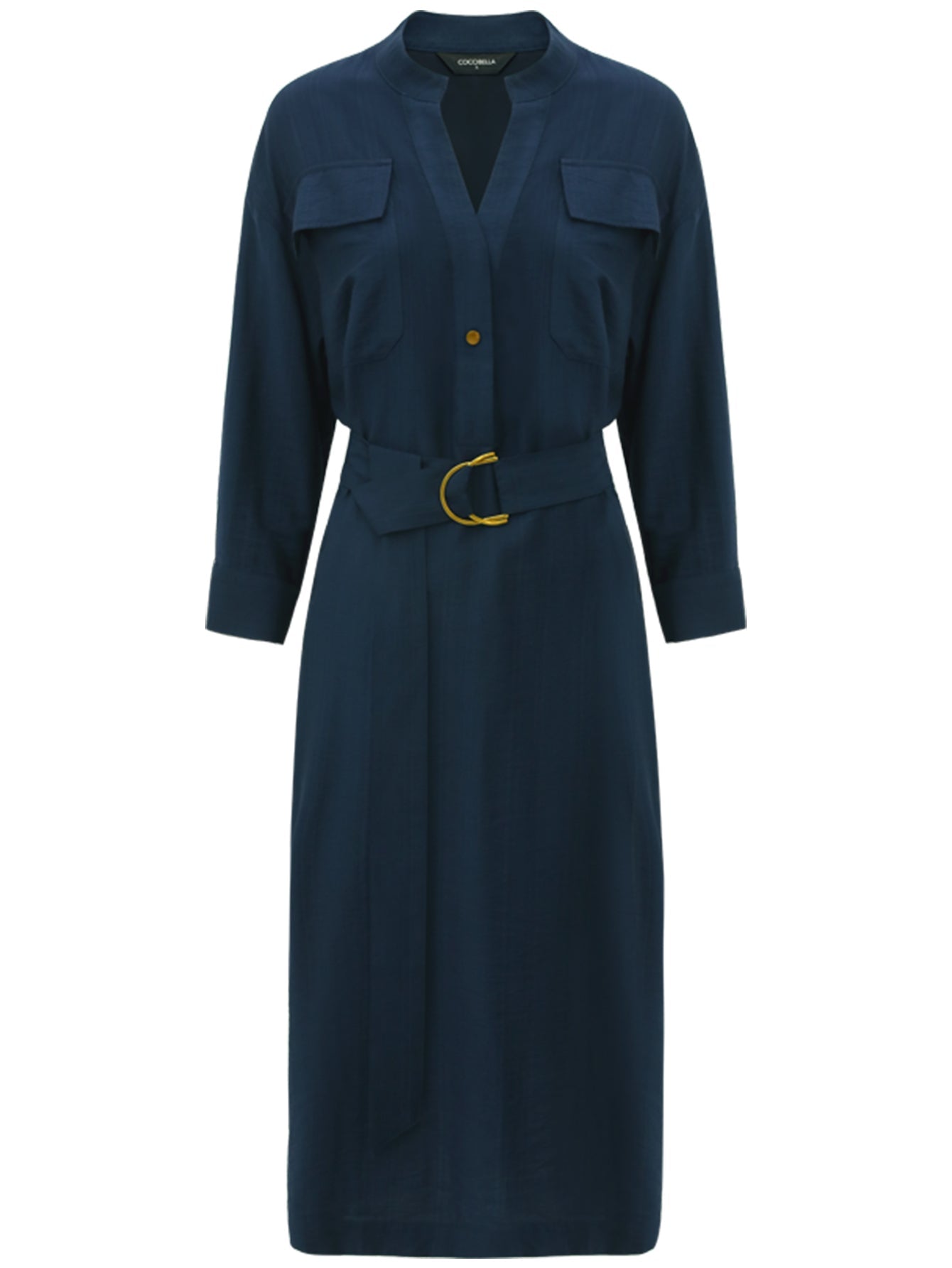Classic Belted Navy Shirt Dress-3