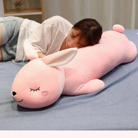 Cute Large Pink Lying Rabbit Plush Toy