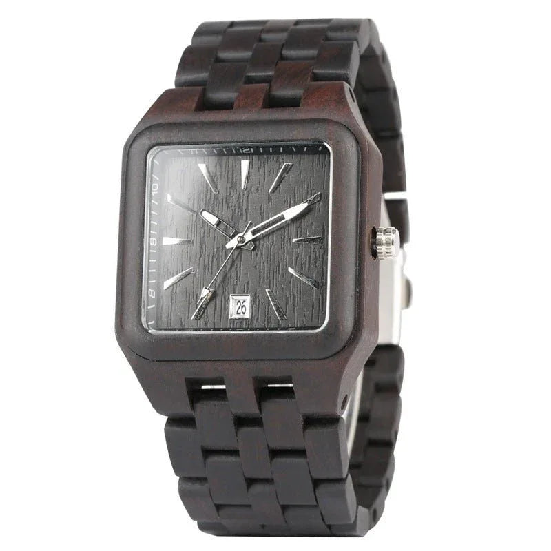 Ebony Wood Unisex Quartz Watch