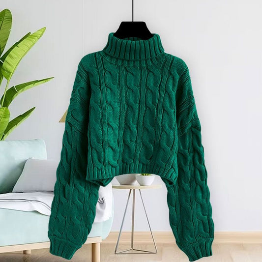 Zopfmuster-Rollkragenpullover