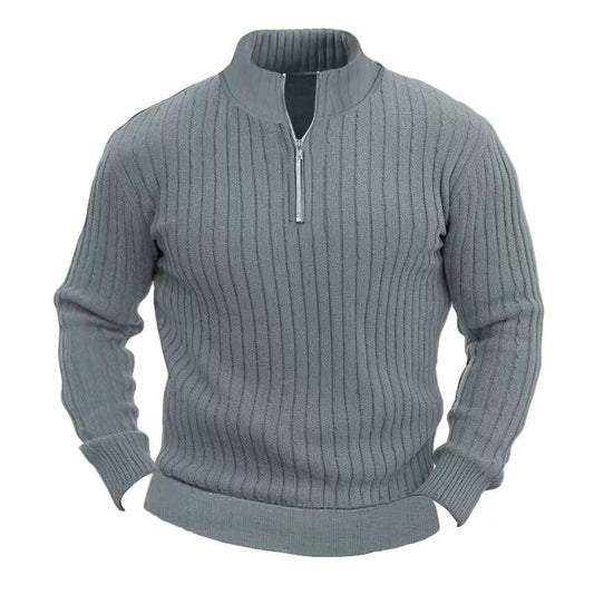 Leisure Pullover Solid Color Stand Collar Long Sleeve Men's Sweaters
