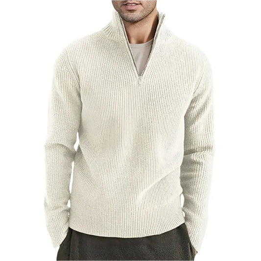 Men's Thickened Warm Zip Collar Sweater