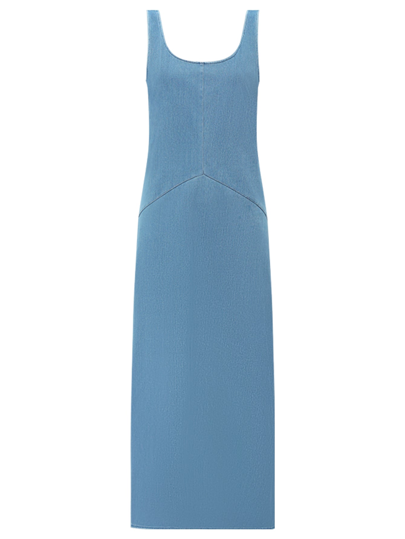 Sporty Scoop Neck Blue Denim Tank Dress-3