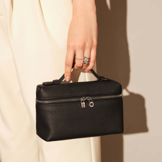 Traveler's Top-Handle Rectangle Box Mini Make Up Bag-1