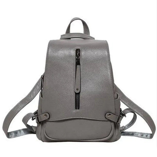 Women's Leather Backpack With Unique Zipper Design