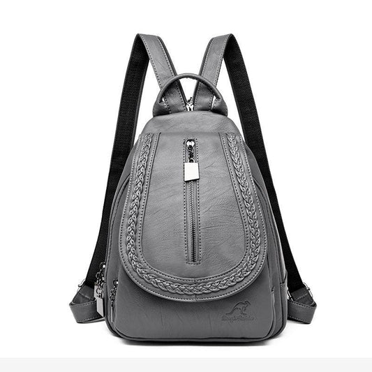 Women's Soft Leather Woven Backpack