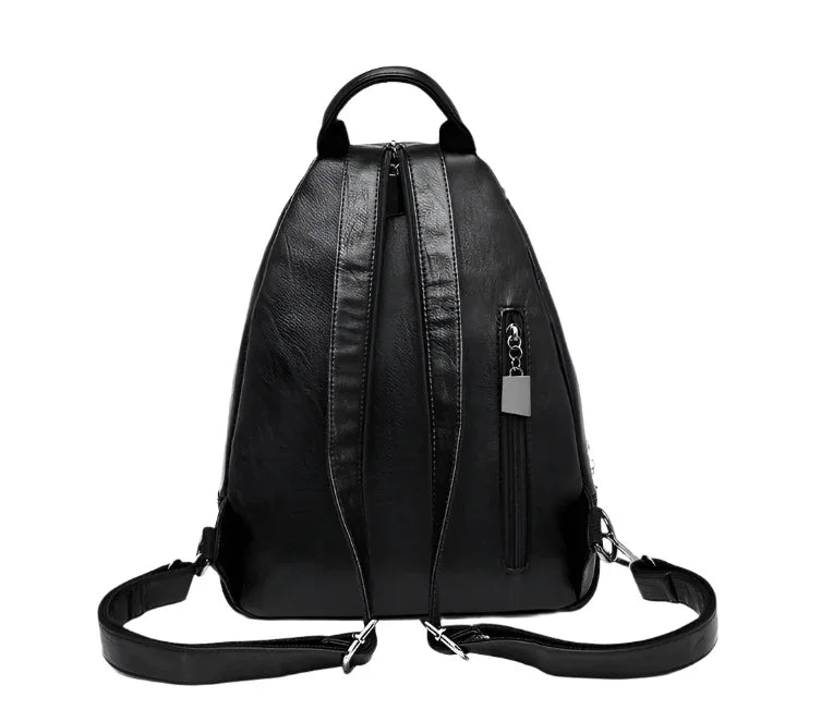 Women's Soft Leather Woven Backpack