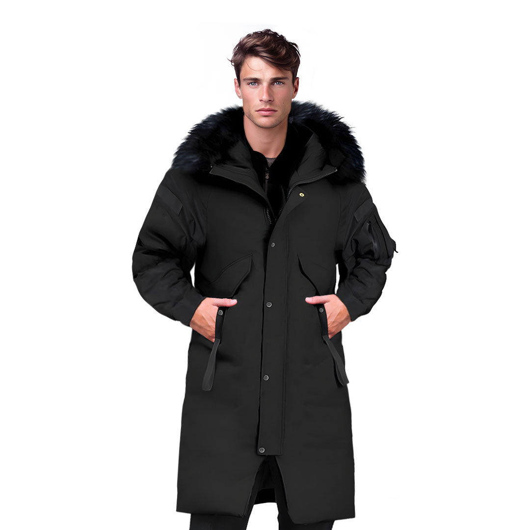 Black XL Winter Fur Hooded Thick Overcoat Jacket Stylish Lightweight Quilted Warm Puffer Coat