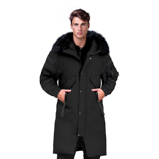 Black XL Winter Fur Hooded Thick Overcoat Jacket Stylish Lightweight Quilted Warm Puffer Coat