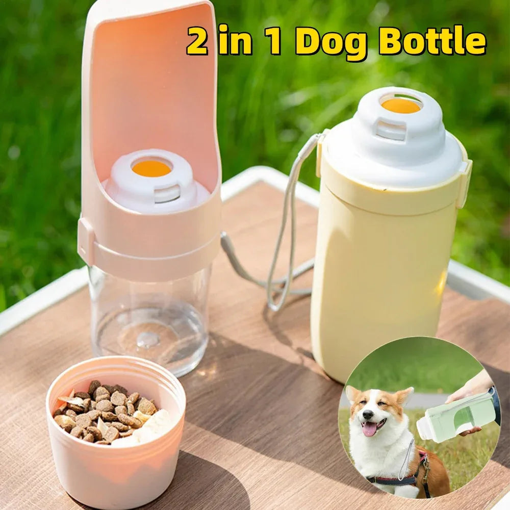 2 In 1 Cat Travel Pet Dog Water Bottle Outing Feeder Drinking Portable Cup