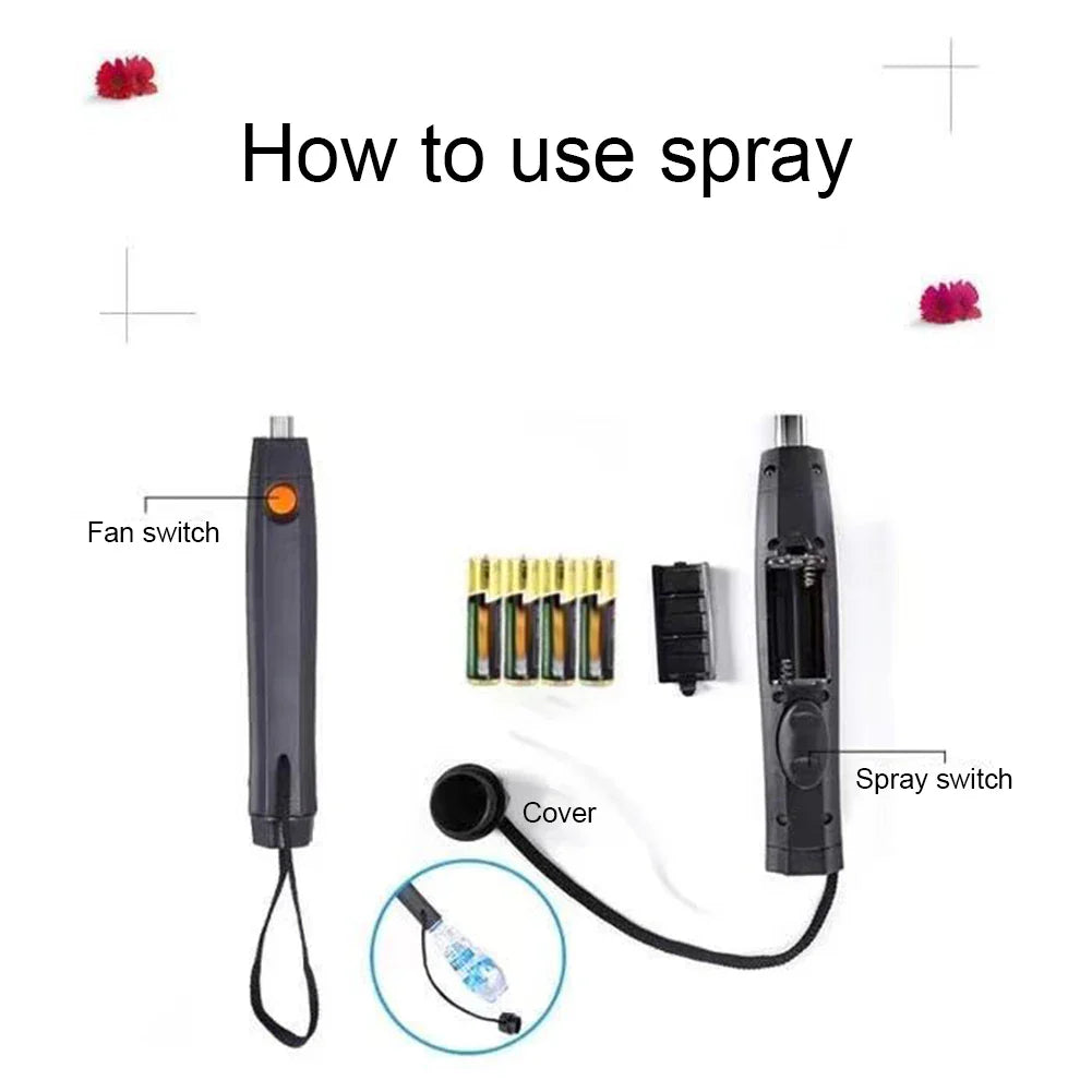 Tragbarer Regenschirm mit Ventilator und Nebel