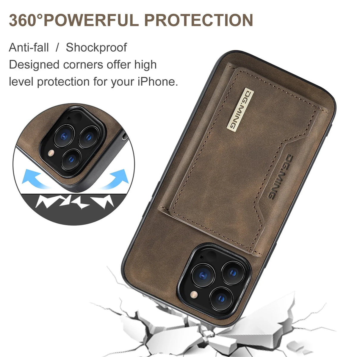2-in-1 abnehmbare iPhone-Lederhülle, Brieftasche und Kartenhalter