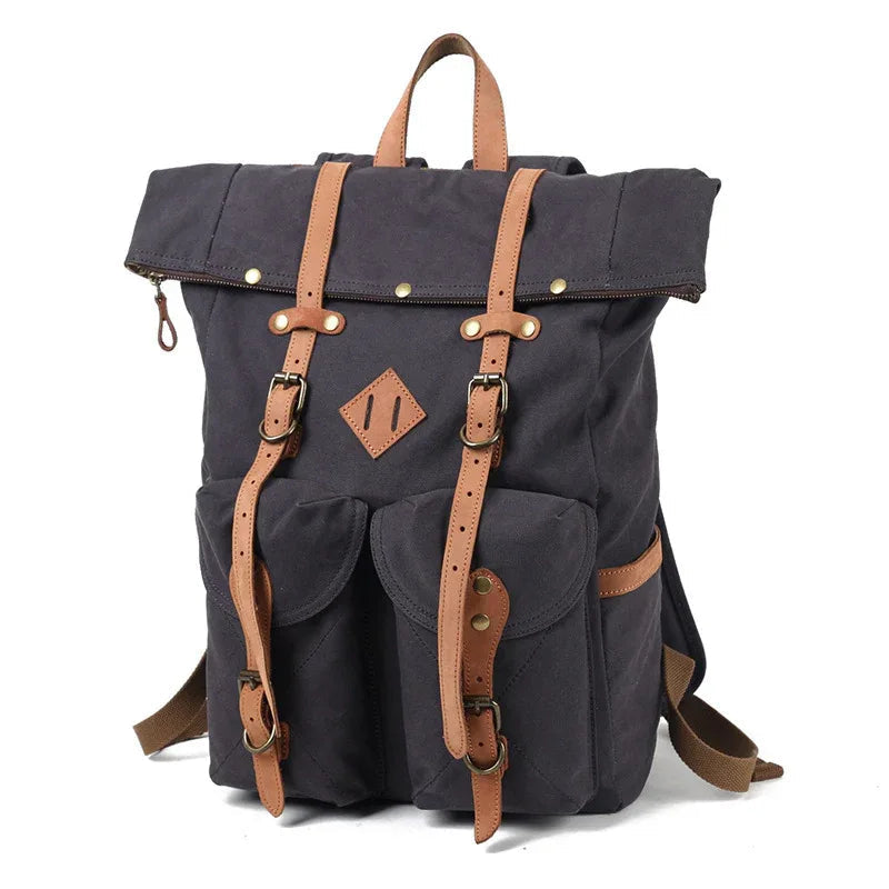 Oil Wax Canvas Waterproof Travel Retro Backpack