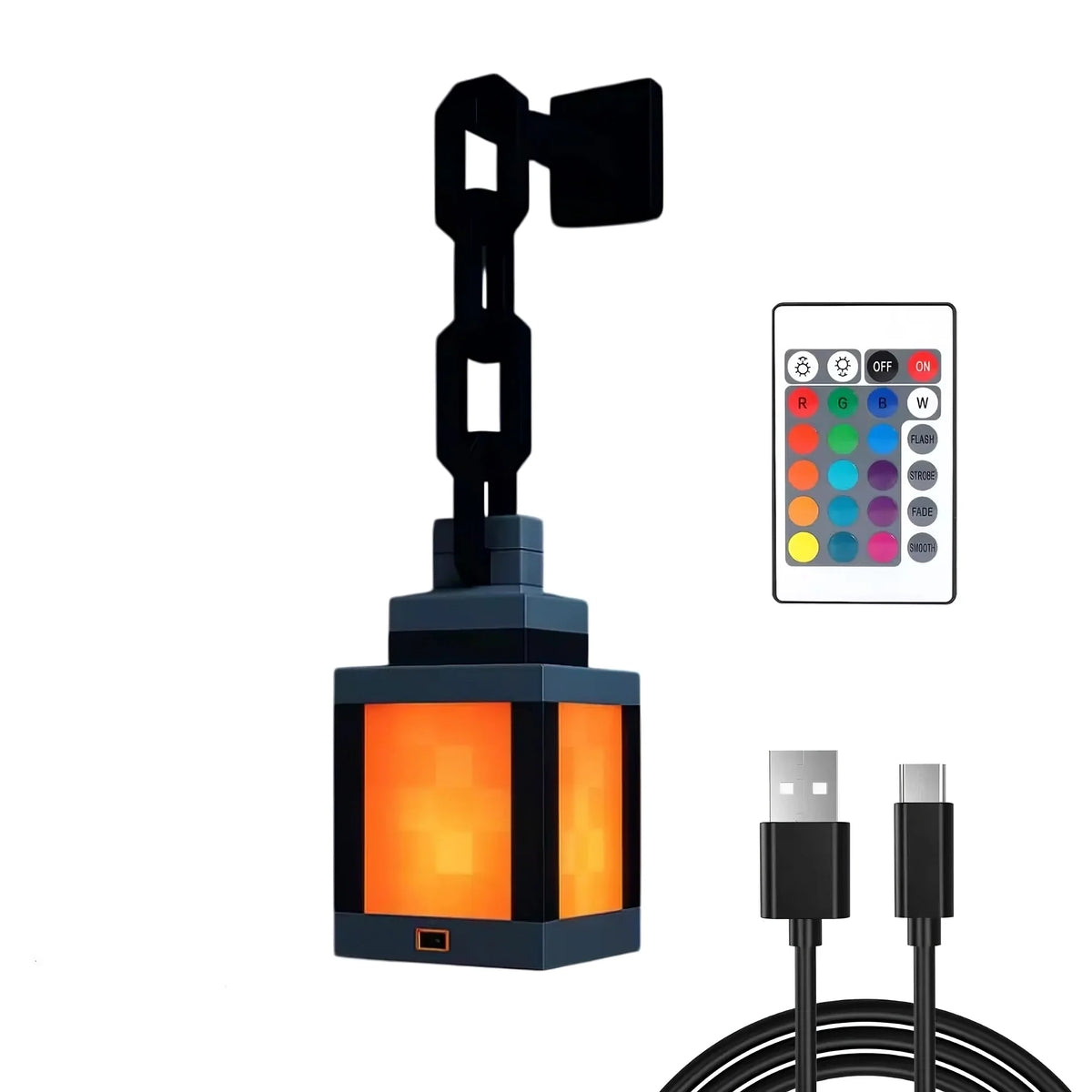 Pixel Style Lantern Light 16 Colors Remote Control USB Creative For Bedroom Decorative Atmosphere Light Night Light