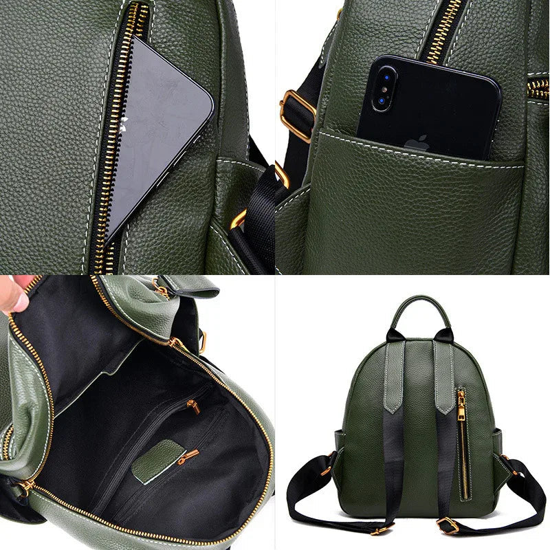 Women's Top Layer Leather Backpack