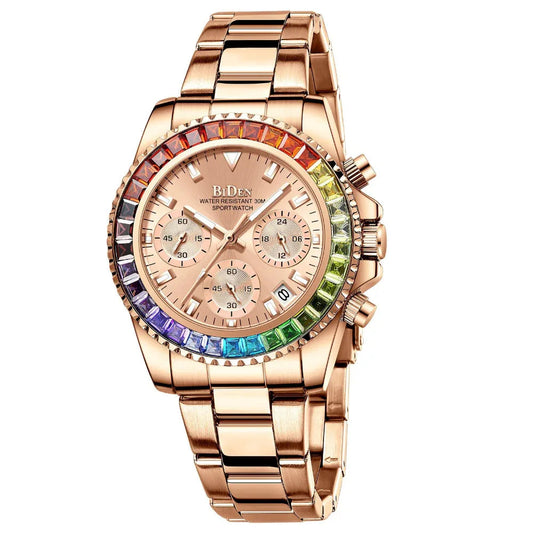 Fashion Steel Band Business Ladies Women's Trend Colored Diamond Watch