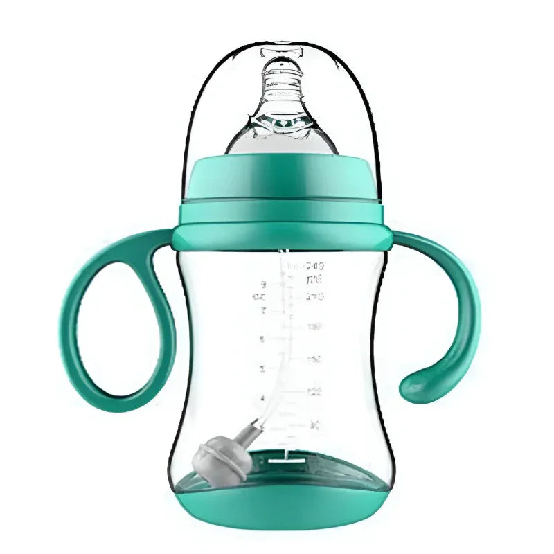 Baby Feeding Supplies Cup Silicone Feeding Bottle With Two Handles And Straw