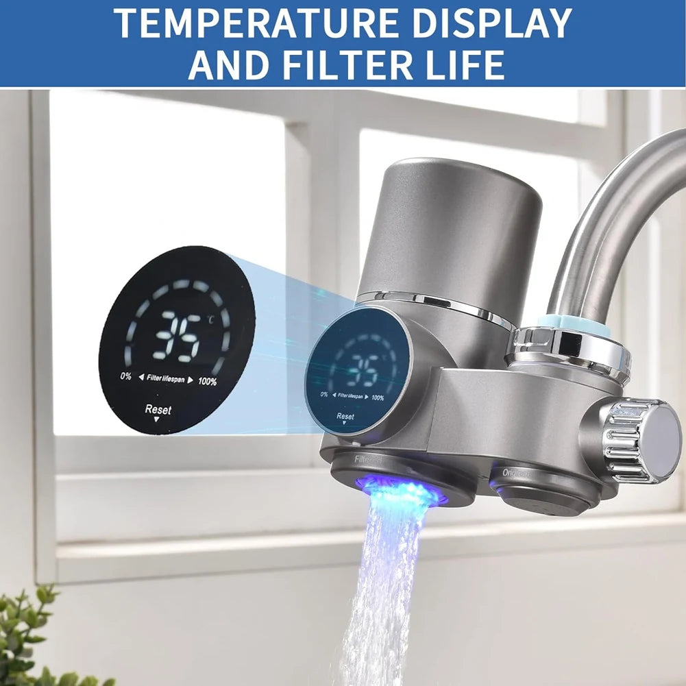 Faucet Water Filter for Sink-LED Display Water Purifier for Faucet, Faucet Mount Tap Water Filtration System for Kitchen