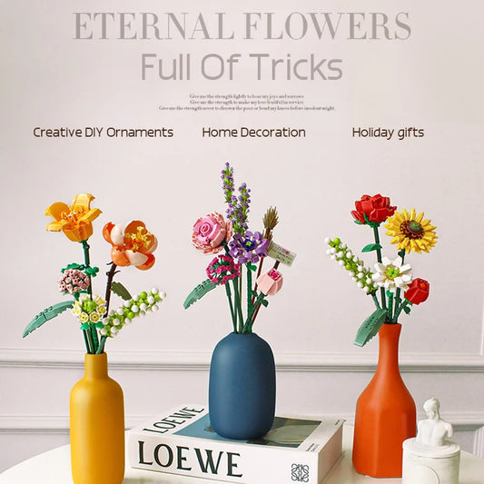 Romantischer Rosenblumen-Blöcke-Blumenstrauß