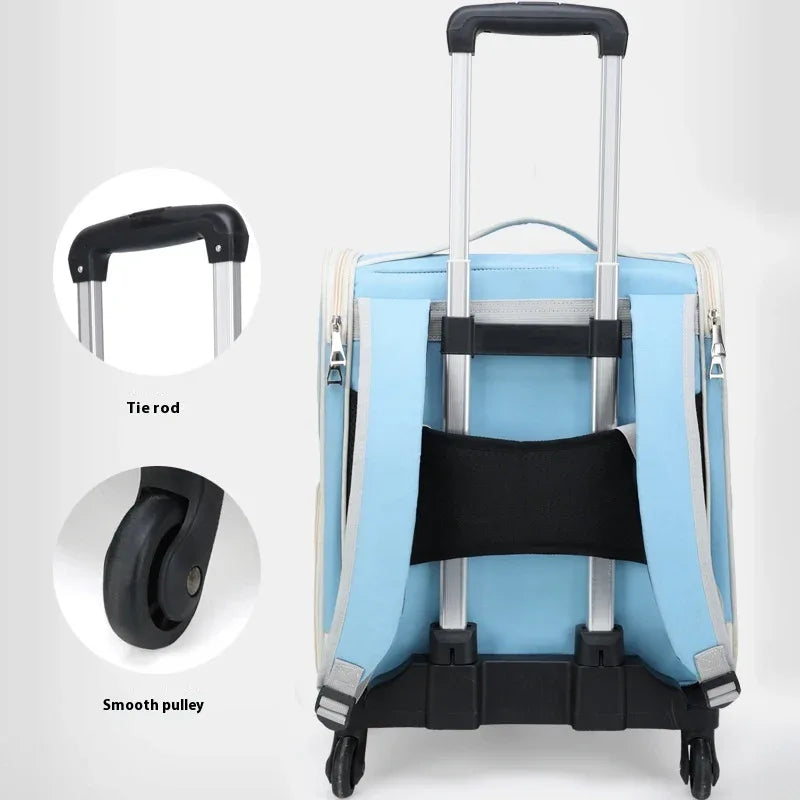 Pet Trolley Bag Cat Bag Large Capacity Portable Breathable Backpack