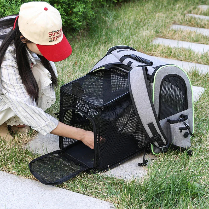 Expandable Spacious Breathable Pet Cat Dog Bag Backpack