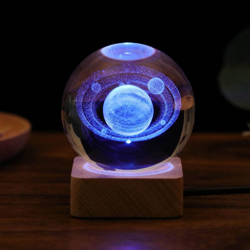 3D Galax Nattlampa – Kristallkula med LED-Solsystem & Mysigt Skimmer