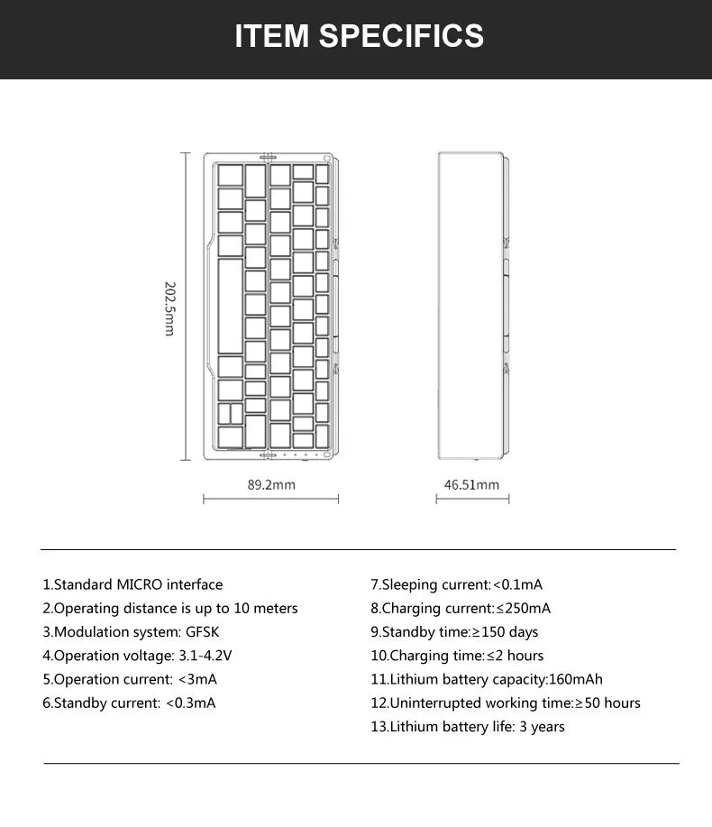 Mini faltbare Bluetooth-Tastatur