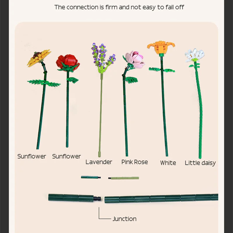 Romantischer Rosenblumen-Blöcke-Blumenstrauß