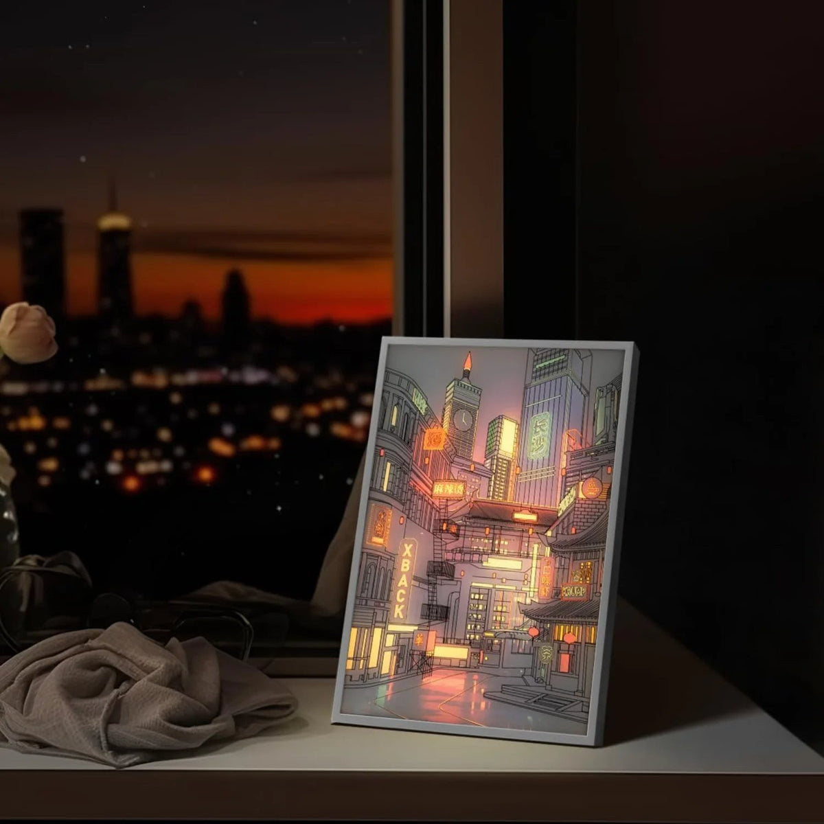 Anime LED Schöne Stadt Nachtansicht Lichtmalerei