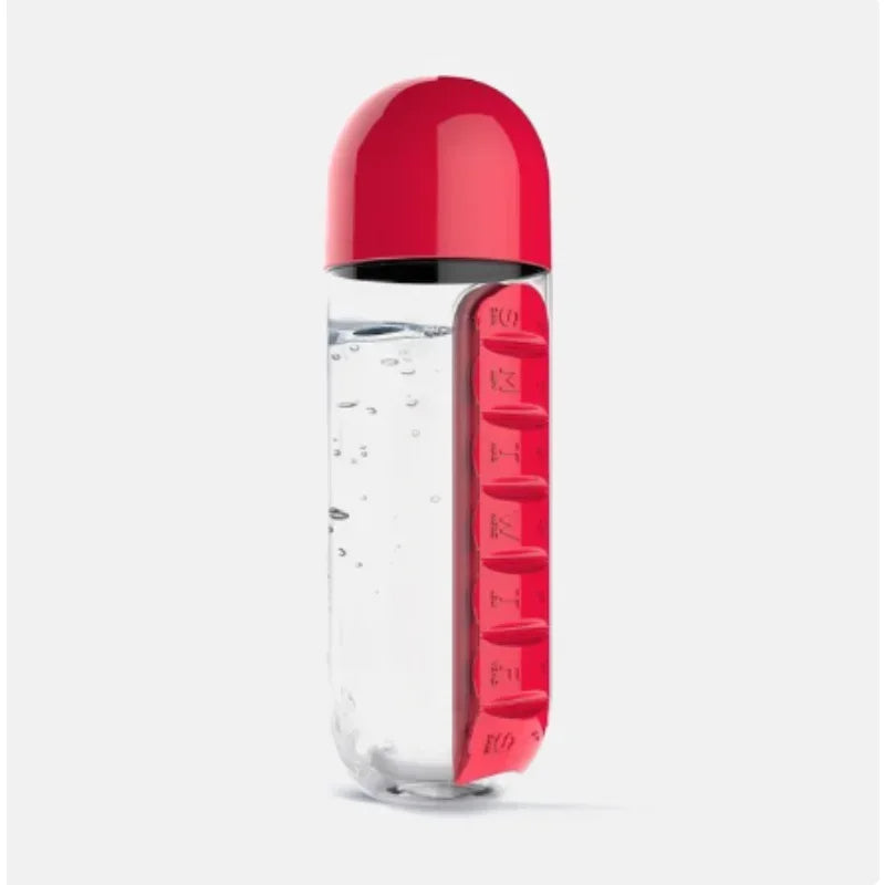 Wasserflasche mit Pillen-Organizer