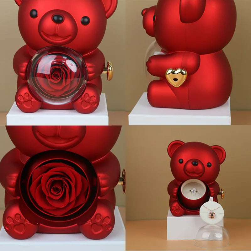 Ewige Rose Teddybär mit Halskette