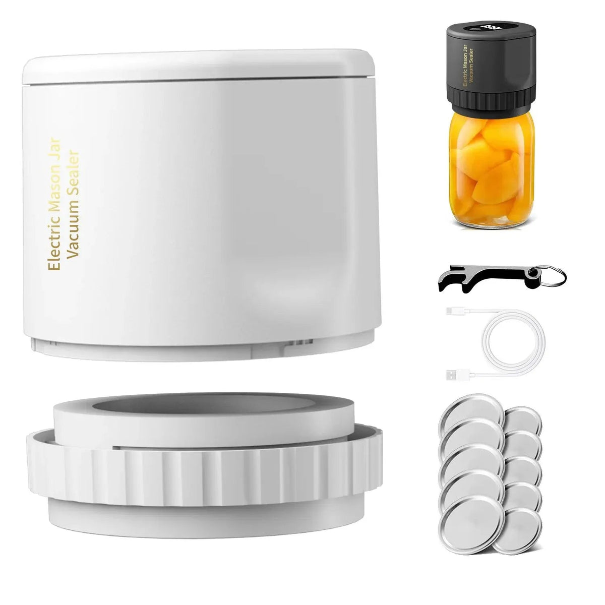 Electric Mason Jar Vacuum Sealer Jar Vacuum Sealer Kit Cordless Canning Vacuum Sealer Electric Automatic for Home Kitchen Tools