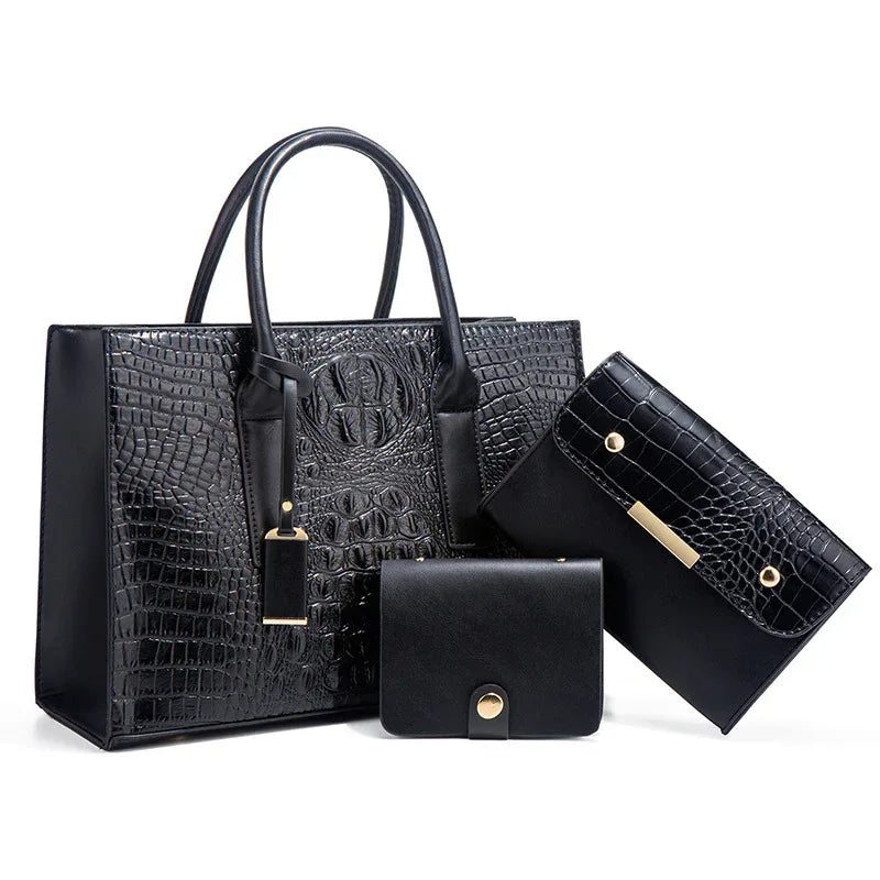 Women's Handbag PU Leather Shoulder Bag Three-Piece Set