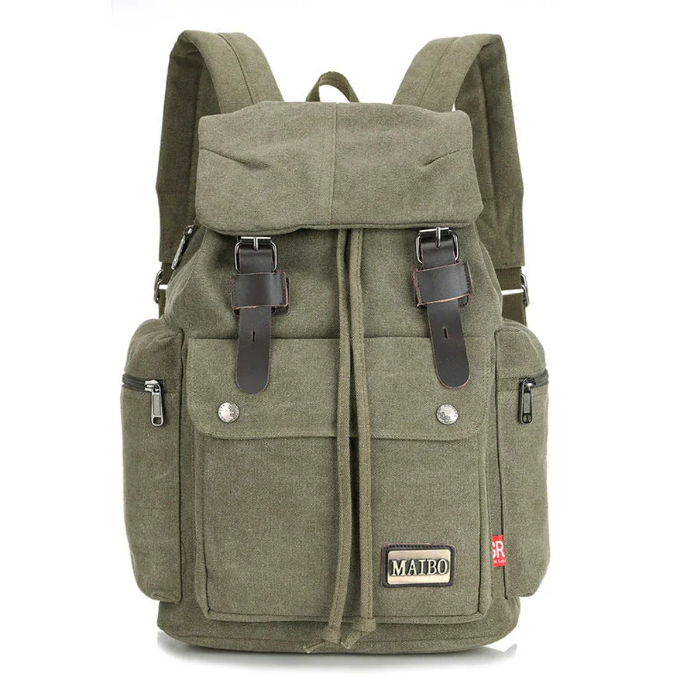 Men And Women Breathable Large Capacity Multiple Pockets Canvas Backpack For Travelling Camping & Hiking