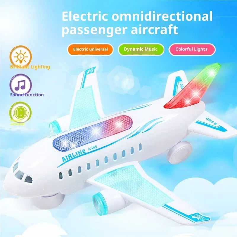 Electric Luminous Universal Children's Flashy Music Plane Toy