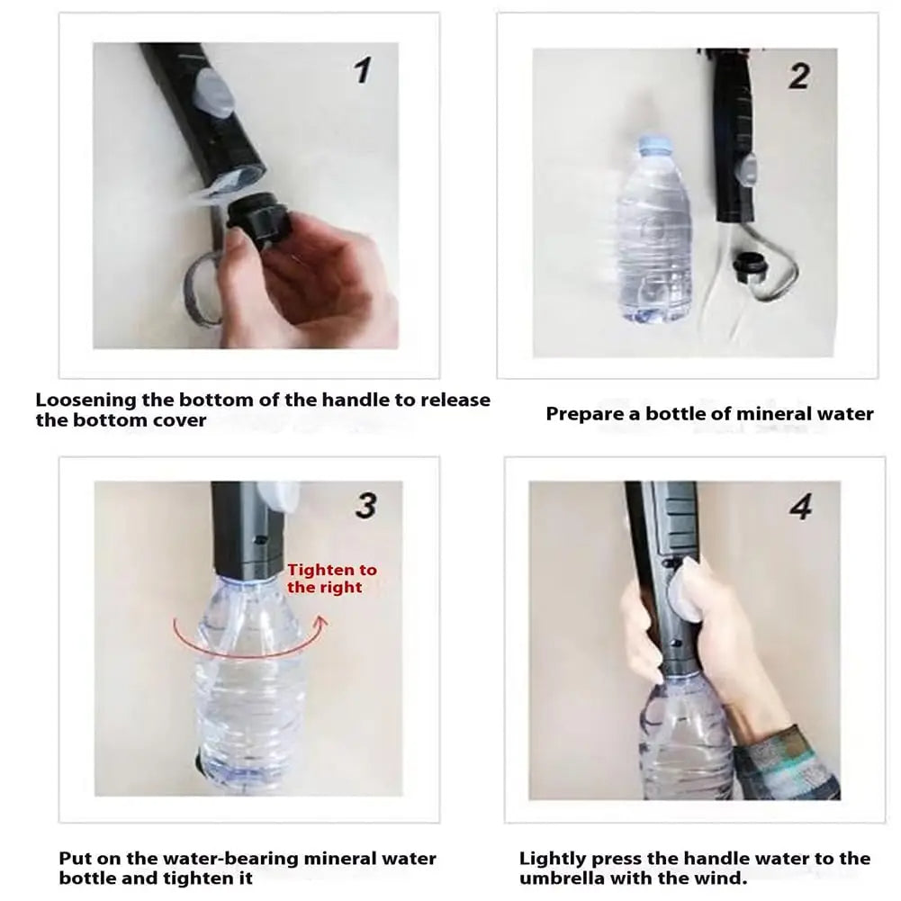 Tragbarer Regenschirm mit Ventilator und Nebel
