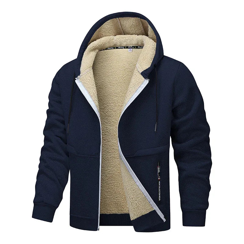 Winter Fleece Sweatshirt Casual Thick Warm Sherpa Lined Hoodie