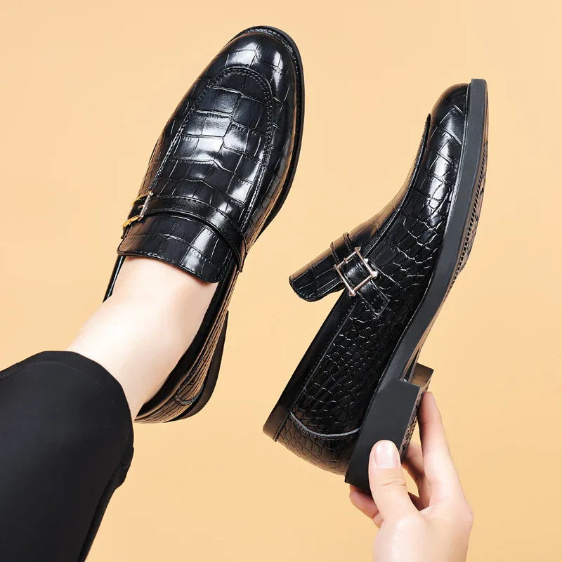 Men's Crocodile Pattern Formal Business Artificial Leather Shoes