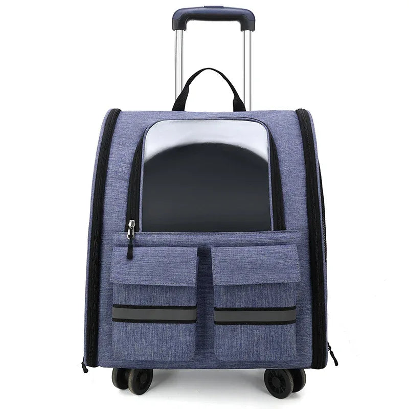 Double Shoulder Pull Rod Breathable Foldable Pet Cat Dog Bag Backpack