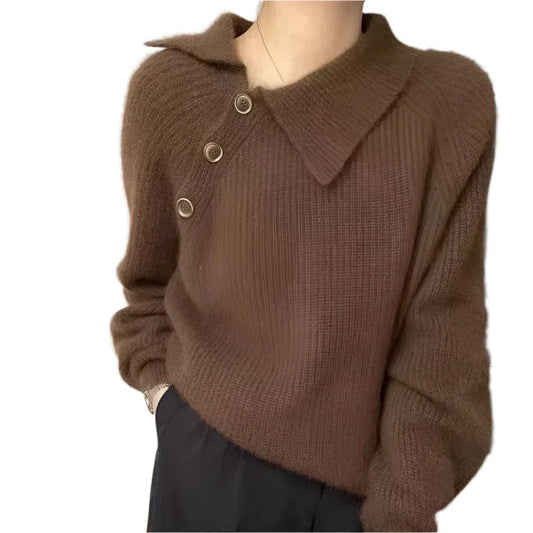 Irregular Knitted Pullover Top For Women