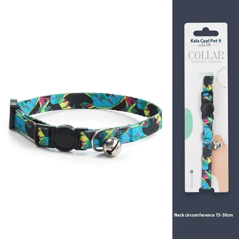 Woven Collar Bell Anti-Suffocation Comfortable Safety Buckle Pet Cat Decoration