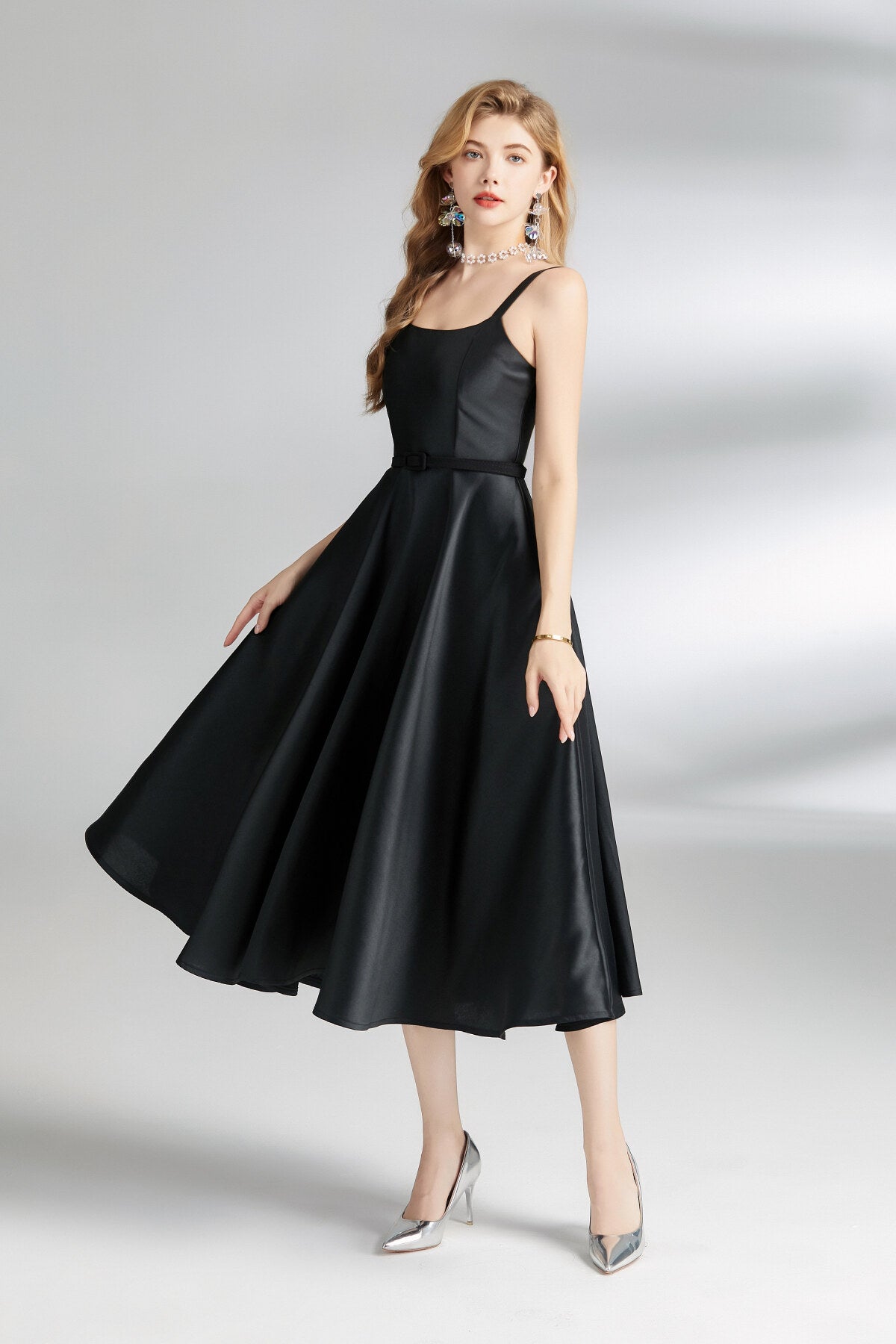 Audrey Hepburn Spaghetti Strap Flare Dress-2