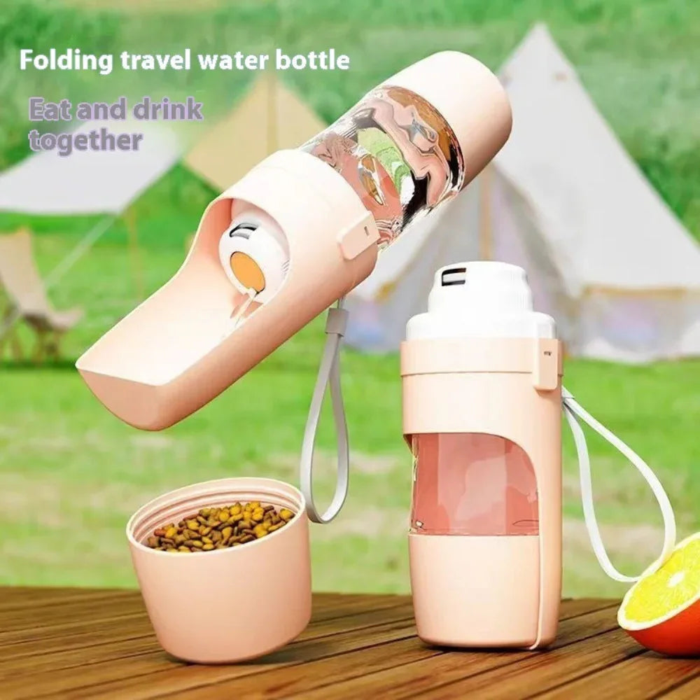 2 In 1 Cat Travel Pet Dog Water Bottle Outing Feeder Drinking Portable Cup