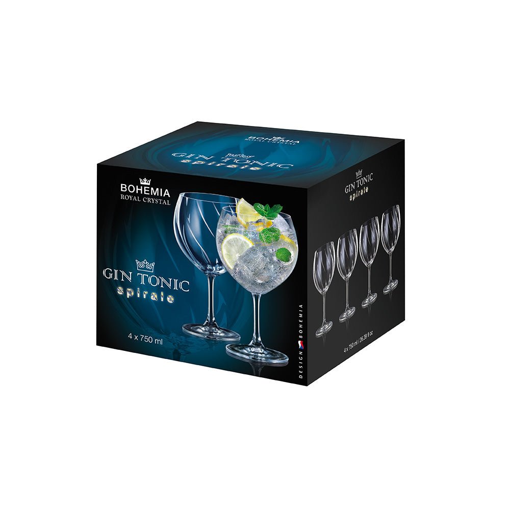 Bohemia Gin & Tonic Spirale glas 750 ml – 4-pack