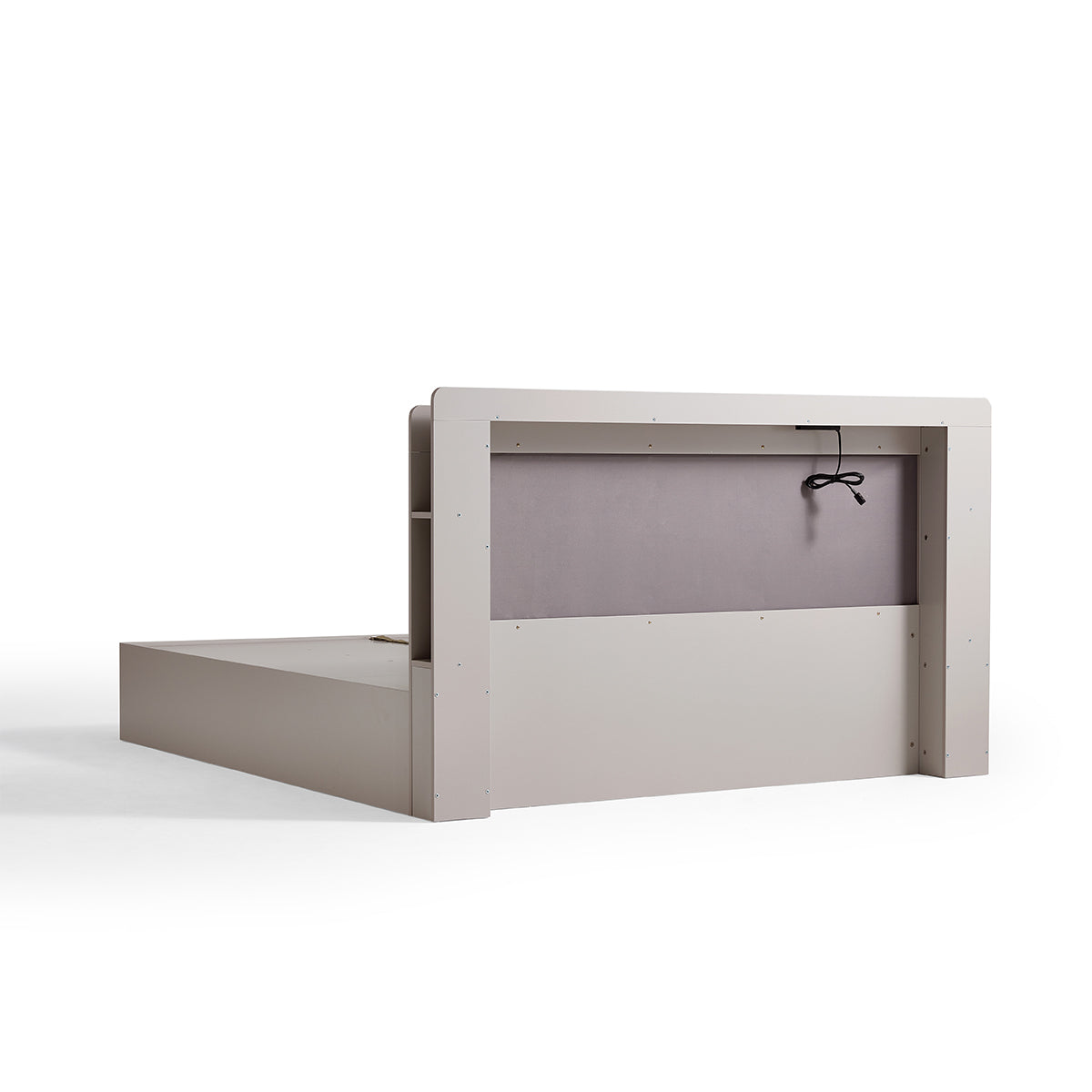 Cappuccino Taupe Platform Bed with Bedside Table & Mattress Set-3